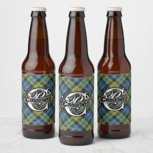 Rótulo Para Garrafa De Cerveja Happy Scotsman Família Campbell Tartan Monograma