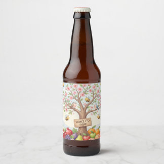 Rótulo Para Garrafa De Cerveja Happy Tu B'Shevat – Colorful Blossom & Fruit