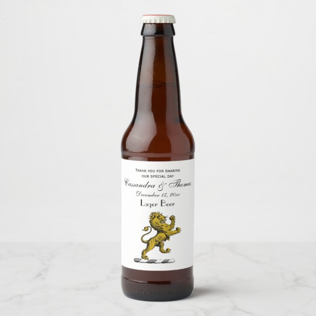 Rótulo Para Garrafa De Cerveja Heraldic Lion Standcrest Emblem C (Frente)