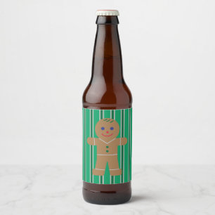 Rótulo Para Garrafa De Cerveja Homem de Gengibre de Natal Divertido e Chique