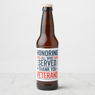 Rótulo Para Garrafa De Cerveja Homenageando Todos os Que Serviram Obrigado Dia do