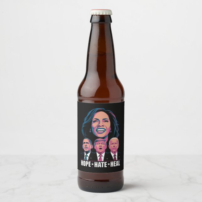 Rótulo Para Garrafa De Cerveja Hope Hate Heal Rise Kamala 2024 (Frente)