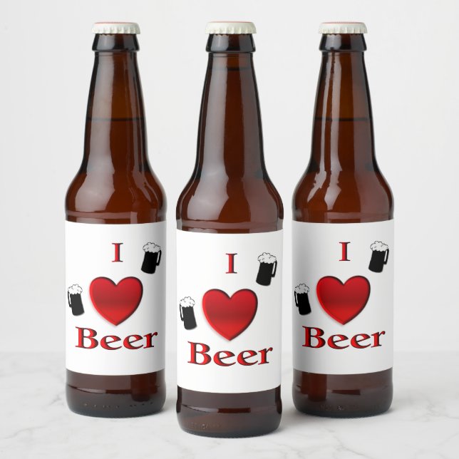 Rótulo Para Garrafa De Cerveja I Heart Beer Design (Garrafas)