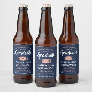 Rótulo Para Garrafa De Cerveja Ideia de Marinho azul Dourada de Festa de formatur