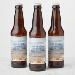 Rótulo Para Garrafa De Cerveja Ilha Tropical do Casamento de Praia de Seashells