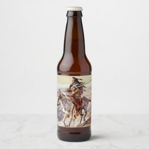 Rótulo Para Garrafa De Cerveja “Índio Com Lança” Arte Cowboy por Charles Russell