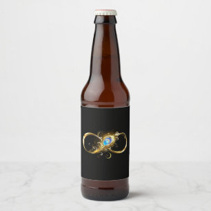 Rótulo Para Garrafa De Cerveja Infinidade com a pena Pavão de Ouro