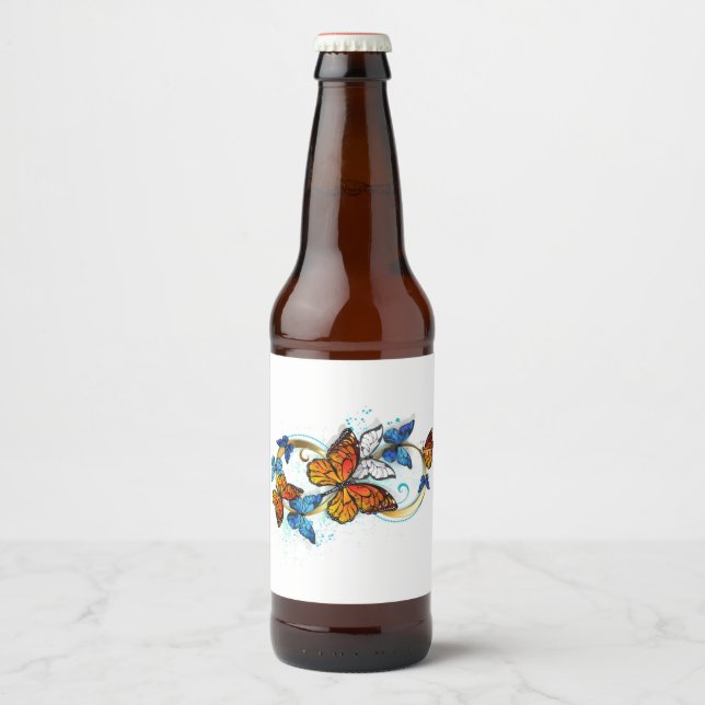 Rótulo Para Garrafa De Cerveja Infinidade de Borboletas Monarca (Frente)