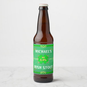 Rótulo Para Garrafa De Cerveja Irlandês Stout Rustic Green Wood Artesanato Homebr