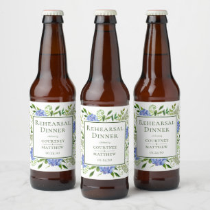 Rótulo Para Garrafa De Cerveja Jantar de Ensaios da Hortênsia Azul