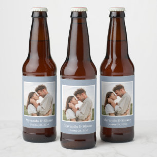 Rótulo Para Garrafa De Cerveja Jantar de Ensaios de Fotos Dusty Blue