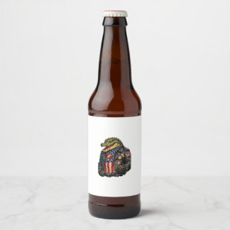 Rótulo Para Garrafa De Cerveja Jaqueta de Couro de Motoqueiro Jacaré Patriótico F