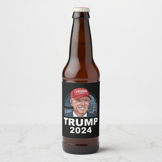 Rótulo Para Garrafa De Cerveja Joe biden Vestindo Um Chapéu De Trump (Frente)