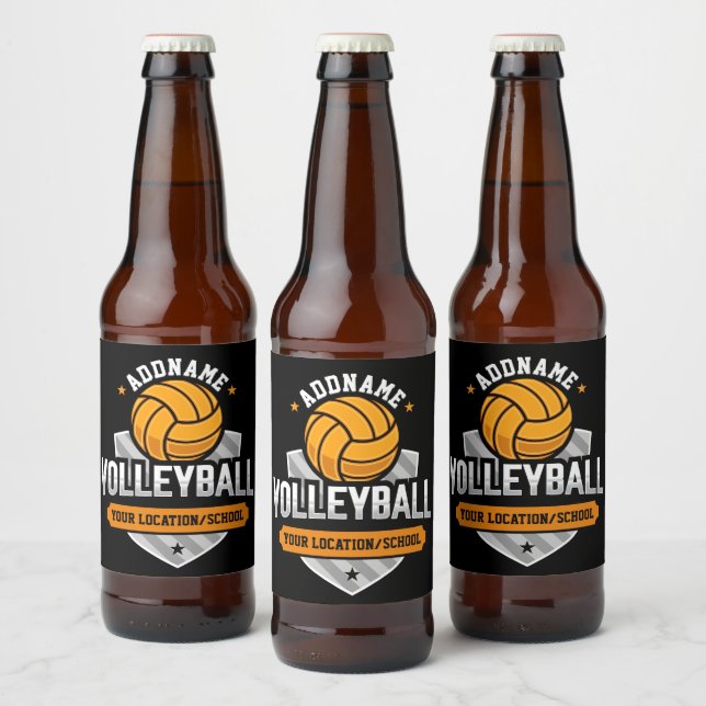 Rótulo Para Garrafa De Cerveja Jogador da Equipe Escolar de Volei ADD TEXT (Garrafas)