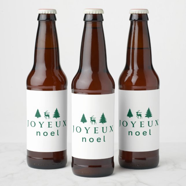 Rótulo Para Garrafa De Cerveja Joyeux Noel Design de Natal com Flocos de Neve (Garrafas)