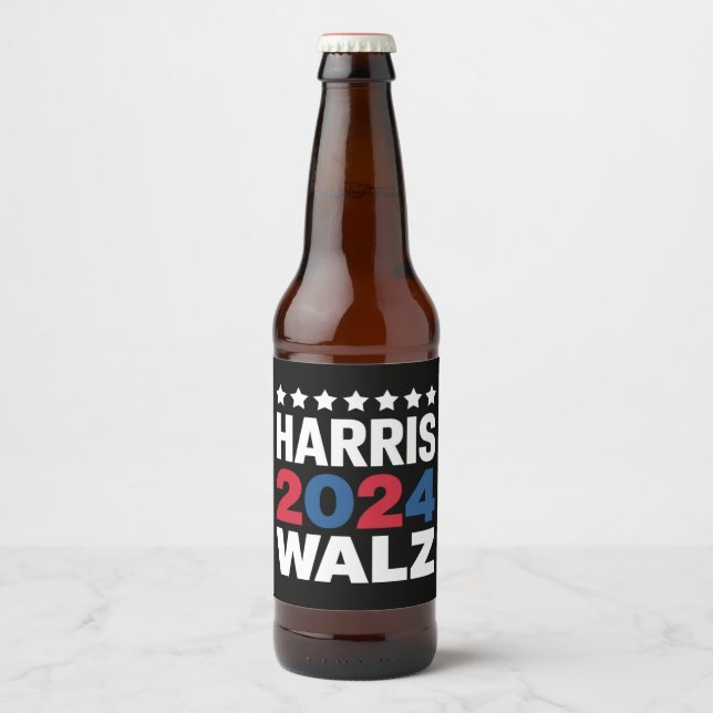 Rótulo Para Garrafa De Cerveja Kamala Harris Walz Para Presidente Vice-Presidente (Frente)