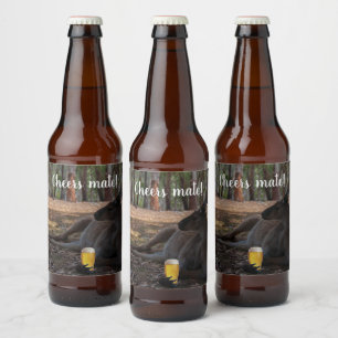Rótulo Para Garrafa De Cerveja Kangaroo Relaxando com Cerveja Austrália Engraçado