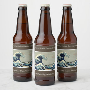 Rótulo Para Garrafa De Cerveja Katsushika Hokusai é a onda de Excelentes de Kanag