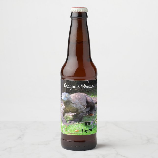 Rótulo Para Garrafa De Cerveja Komodo Dragon: Vinho Respiratório do Dragão/Rótulo (Frente)