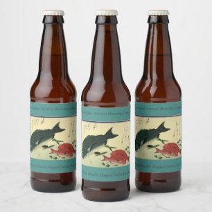 Rótulo Para Garrafa De Cerveja Kurodai & Akadai - Impressão de Peixes Japoneses d