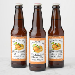Rótulo Para Garrafa De Cerveja Laranjas Aquáticas Pontos de Casamento Orangecello