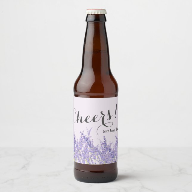 Rótulo Para Garrafa De Cerveja lavanda, elegante, moderno, moderna, floral, roxo (Frente)