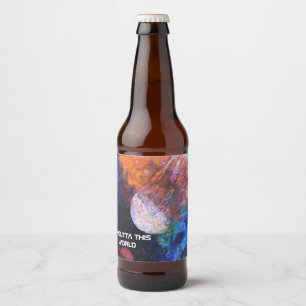 Rótulo Para Garrafa De Cerveja Legal Pintura Colorida do Espaço Galáxico