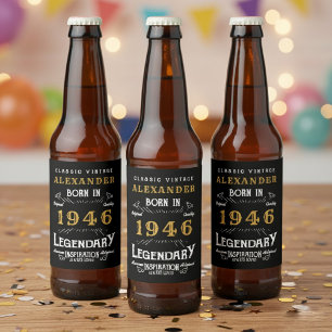Rótulo Para Garrafa De Cerveja Lenda de 80 Anos de Idade Nascido em 1946 Vintage 
