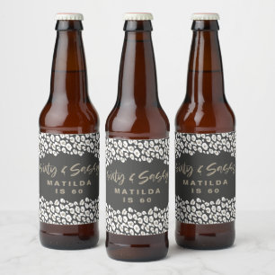 Rótulo Para Garrafa De Cerveja Leopard imprimiu sessenta e sassy 60º aniversári