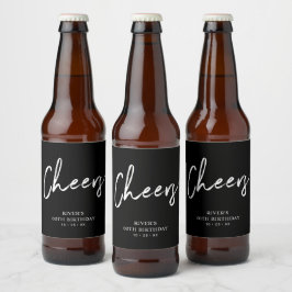 Rótulo Para Garrafa De Cerveja Letras Pretas Trinta | 30º Aniversário Rótulo de C