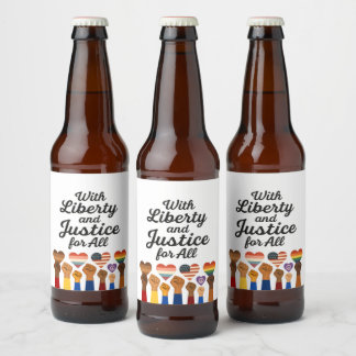 Rótulo Para Garrafa De Cerveja Liberdade e justiça para todos protestam