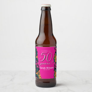 Rótulo Para Garrafa De Cerveja Lilases Modernas Tema de Aniversário de Mulheres