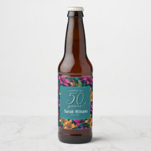 Rótulo Para Garrafa De Cerveja Lilases Modernas Tema de Aniversário de Mulheres