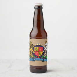 Rótulo Para Garrafa De Cerveja Lion e Unicorn Rampant Beer Casaco de Braços