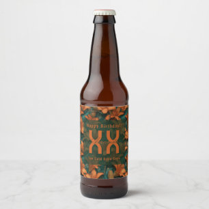 Rótulo Para Garrafa De Cerveja Lírios Laranja Editáveis Florais Boho Aniversário