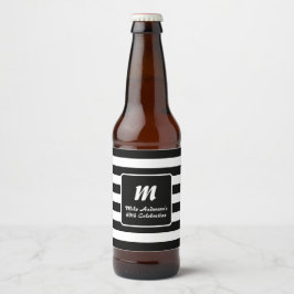 Rótulo Para Garrafa De Cerveja Listras Pretas e Brancas Monograma