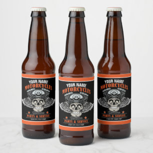 Rótulo Para Garrafa De Cerveja Loja de Motocicletas Personalizada Caveira Voadora