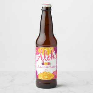 Rótulo Para Garrafa De Cerveja Luau havaiano, floral