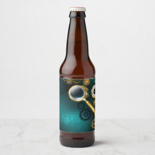 Rótulo Para Garrafa De Cerveja Lupa no estilo Steampunk