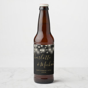 Rótulo Para Garrafa De Cerveja Luzes de Corda Assinatura Rótulo Preto Dourado Cas