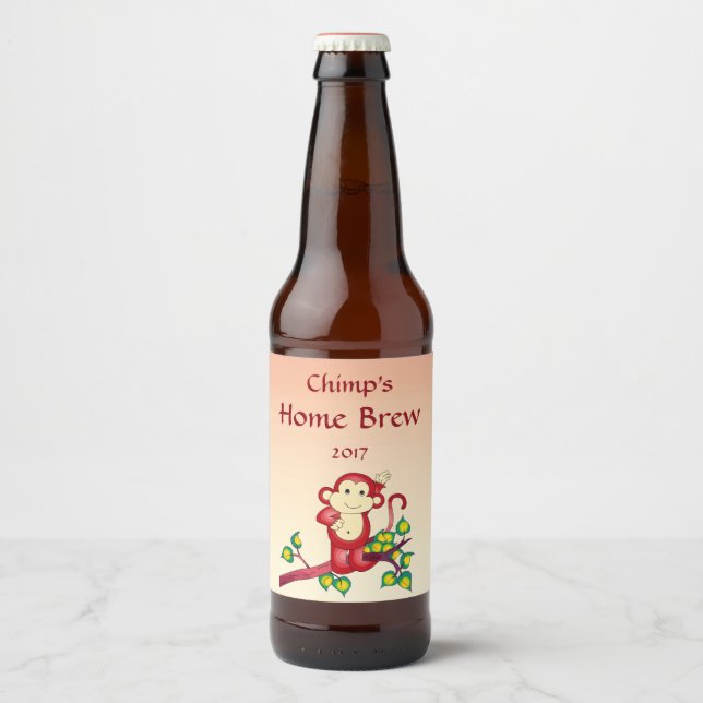 Rótulo Para Garrafa De Cerveja Macaco Vermelho Doce no Rótulo da Cerveja da Ramif (Frente)