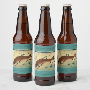 Rótulo Para Garrafa De Cerveja Madai ou Red Tai - Impressão de Peixes Japoneses d