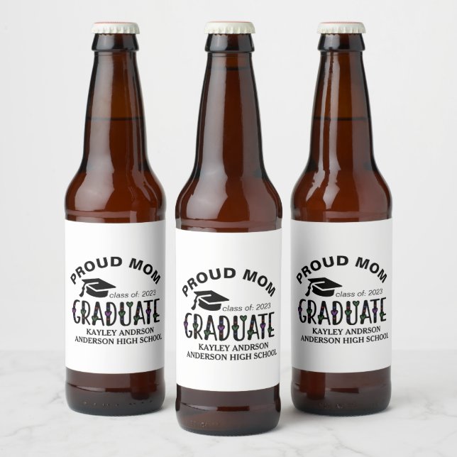 Rótulo Para Garrafa De Cerveja Mãe Orgulhosa, Nome de Graduação Personalizado Ano (Garrafas)