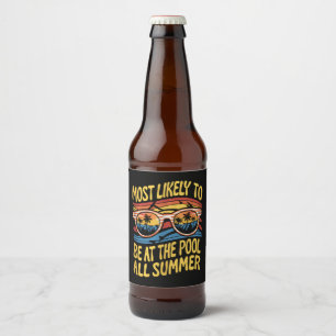 Rótulo Para Garrafa De Cerveja Mais Provável Estar na Piscina Todo Verão Groovy