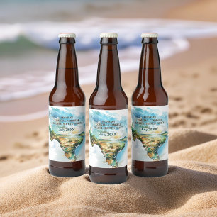 Rótulo Para Garrafa De Cerveja Mapa da Festa de solteira de Cowgirl Costeira do T