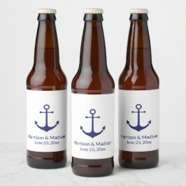 Rótulo Para Garrafa De Cerveja Marinho de âncora náutica de castigo, branco-branc