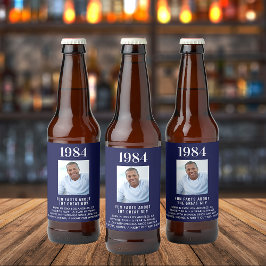 Rótulo Para Garrafa De Cerveja Marinho de aniversário azul foto diversão fatos bi