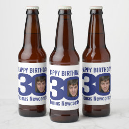 Rótulo Para Garrafa De Cerveja marinho nome personalizado aniversário de 30 anos