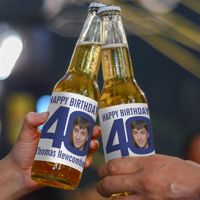 Rótulo Para Garrafa De Cerveja marinho nome personalizado aniversário de 40 anos  (Criador carregado)