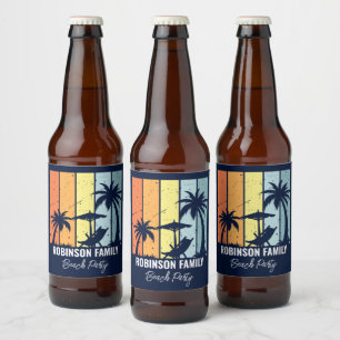 Rótulo Para Garrafa De Cerveja Marinho Personalizado do Partido Retro Beach legal